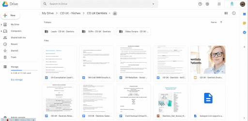 Google Drive folder with documents related to Choose Marketers USA